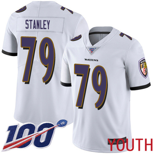 Baltimore Ravens Limited White Youth Ronnie Stanley Road Jersey NFL Football #79 100th Season Vapor Untouchable